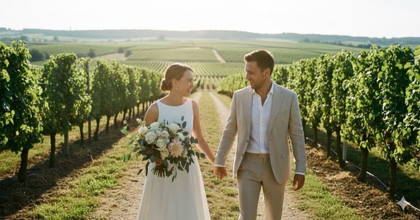 Couple in vineyard